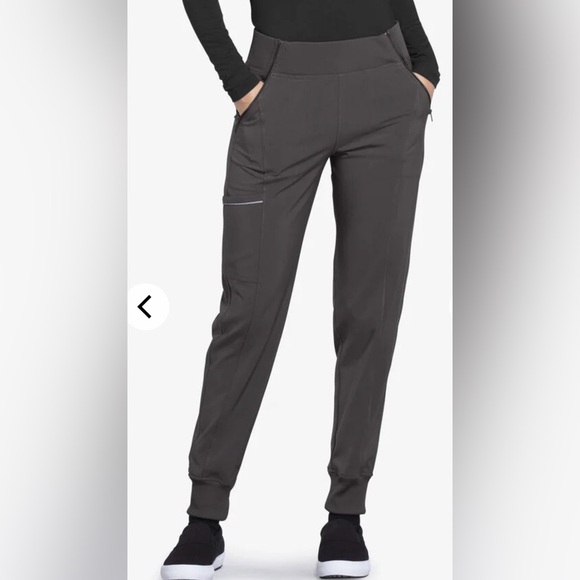 Cherokee infinity gray pewter scrub set round neck S top XS pet. Joggers NWT - Picture 11 of 15